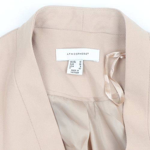 Atmosphere Women Beige Size 10 Blazer Jacket with Zip Pockets