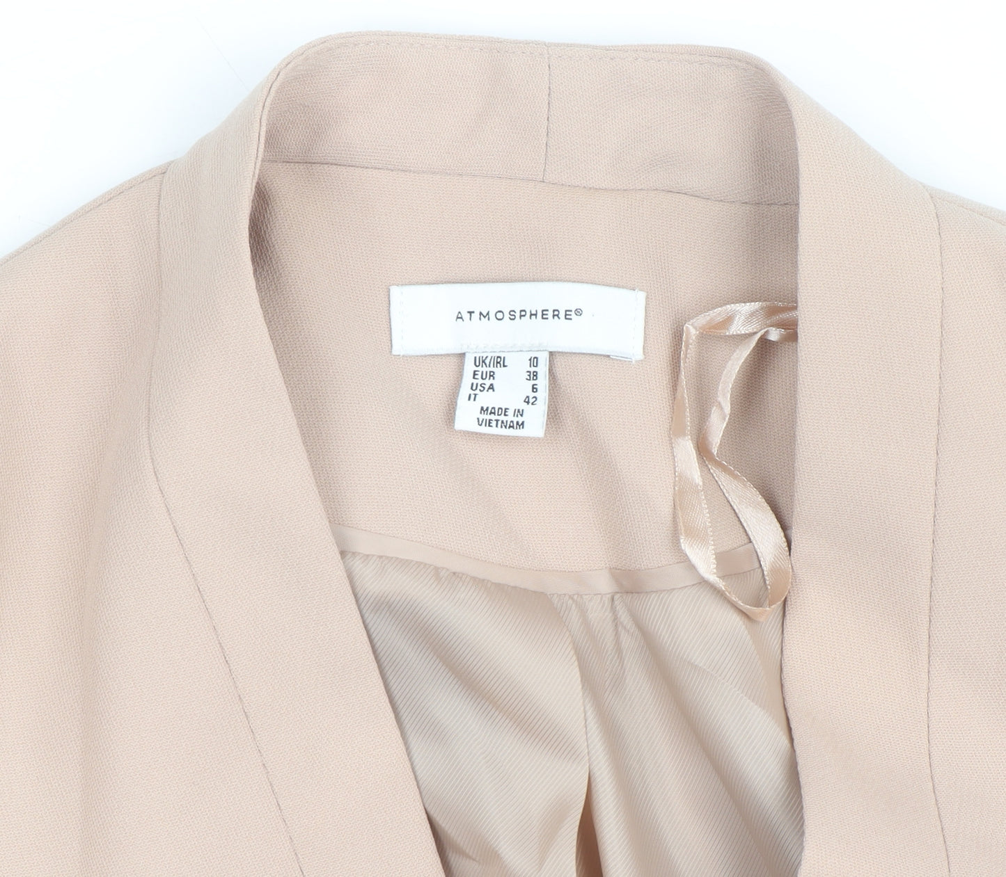 Atmosphere Women Beige Size 10 Blazer Jacket with Zip Pockets