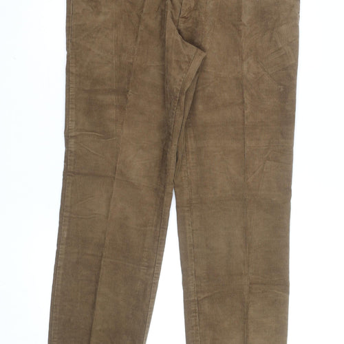 Marks and Spencer Men's Brown Corduroy Regular Fit Trousers Size 36W 31L