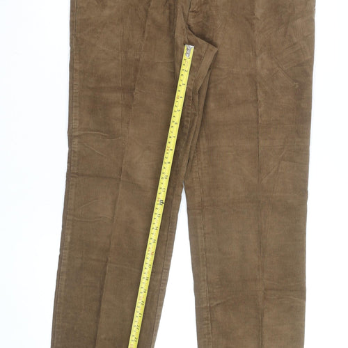 Marks and Spencer Men's Brown Corduroy Regular Fit Trousers Size 36W 31L