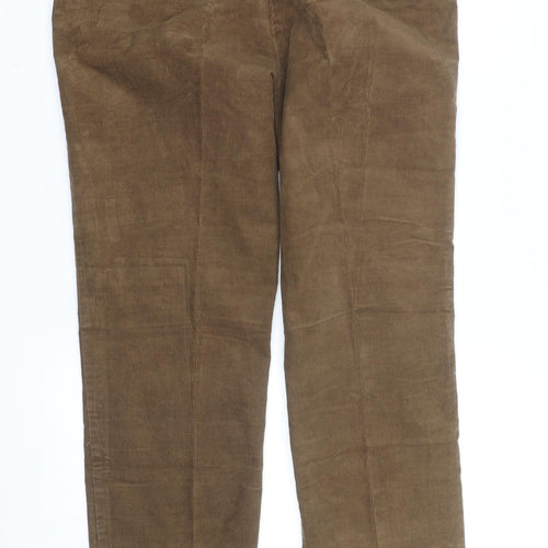 Marks and Spencer Men's Brown Corduroy Regular Fit Trousers Size 36W 31L