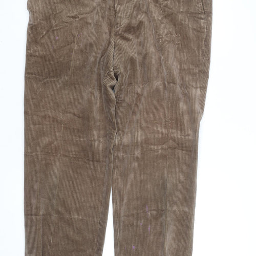 Brook Taverner Men's Brown Corduroy Regular Fit Chino Trousers 34W 30L