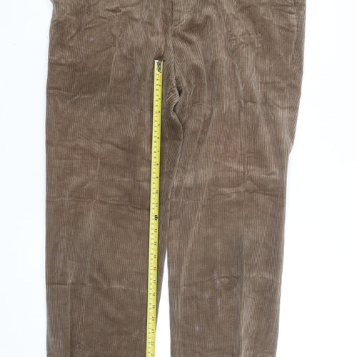 Brook Taverner Men's Brown Corduroy Regular Fit Chino Trousers 34W 30L