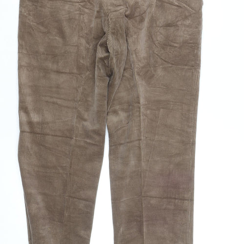 Brook Taverner Men's Brown Corduroy Regular Fit Chino Trousers 34W 30L