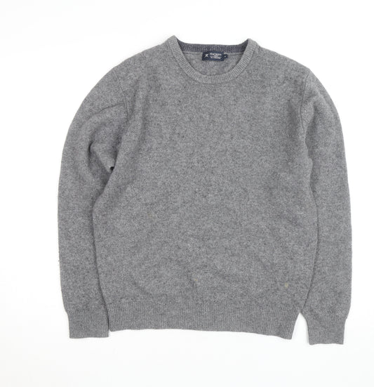 Hackett London Women Grey Lambswool Crew Neck Pullover M