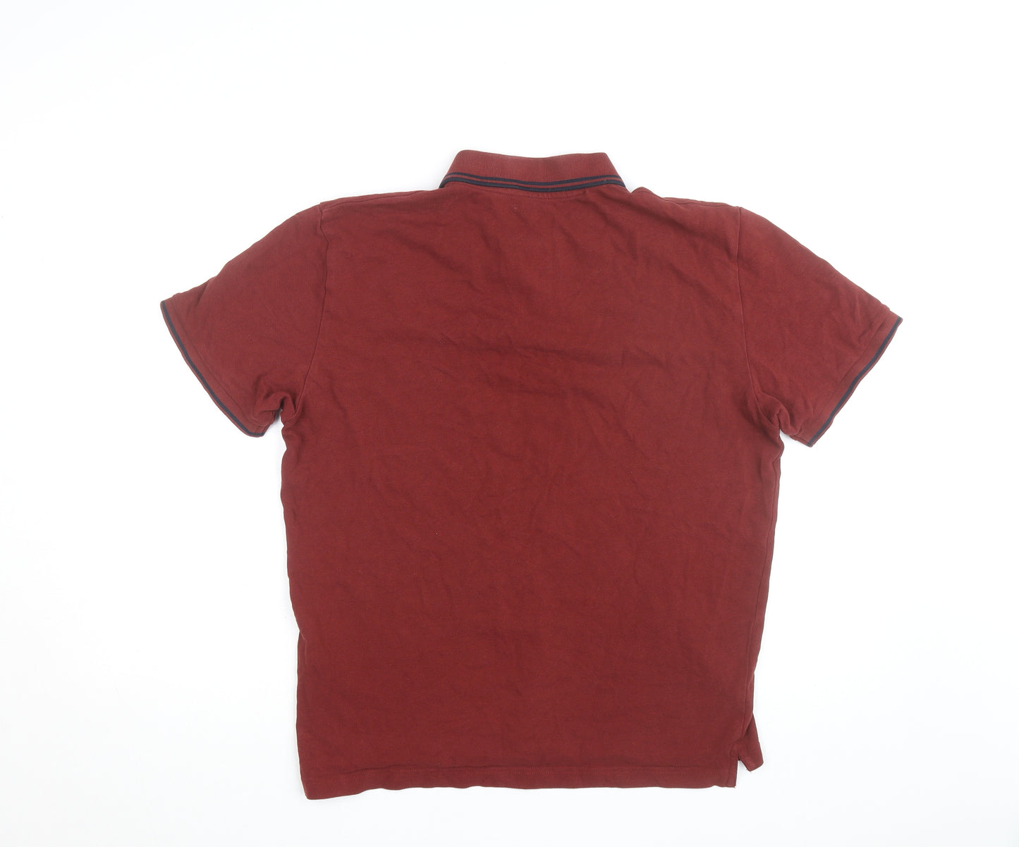 SELECTED HOMME Men’s Red Cotton Polo Shirt Size L Regular Fit
