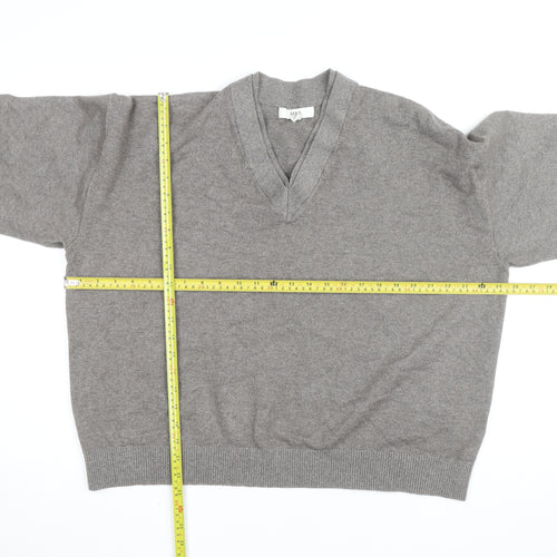 Marks and Spencer Men Brown XL V-Neck Wool Blend Jumper