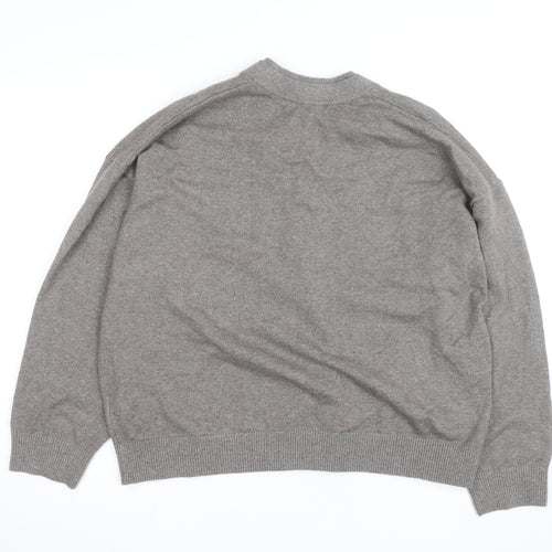 Marks and Spencer Men Brown XL V-Neck Wool Blend Jumper