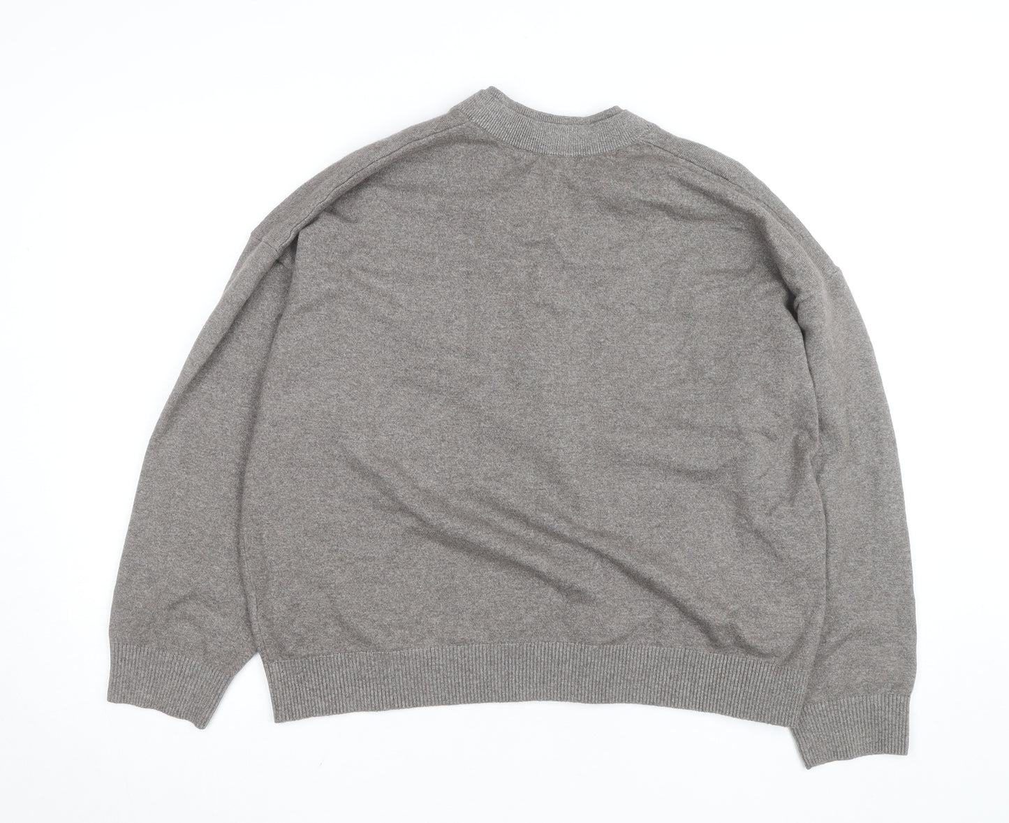 Marks and Spencer Men Brown XL V-Neck Wool Blend Jumper