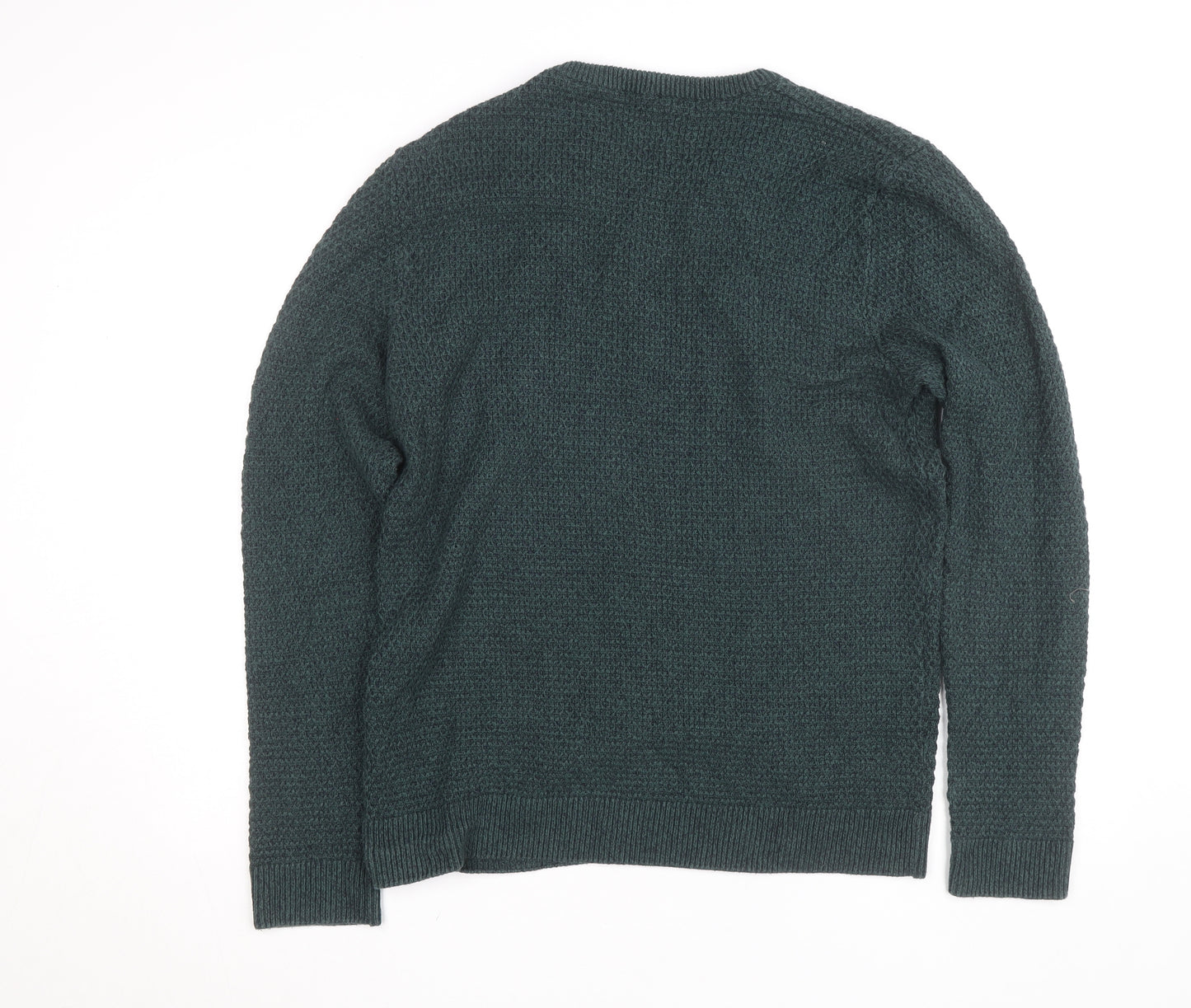 Jack & Jones Mens Green Cotton Knit Crew Neck Jumper Size M