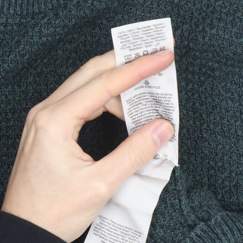 Jack & Jones Mens Green Cotton Knit Crew Neck Jumper Size M