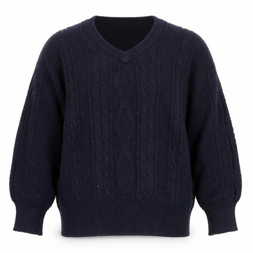 Sailwear Men's Blue Cable-Knit V-Neck Cotton Jumper S
