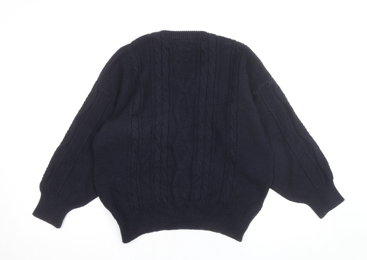 Sailwear Men's Blue Cable-Knit V-Neck Cotton Jumper S
