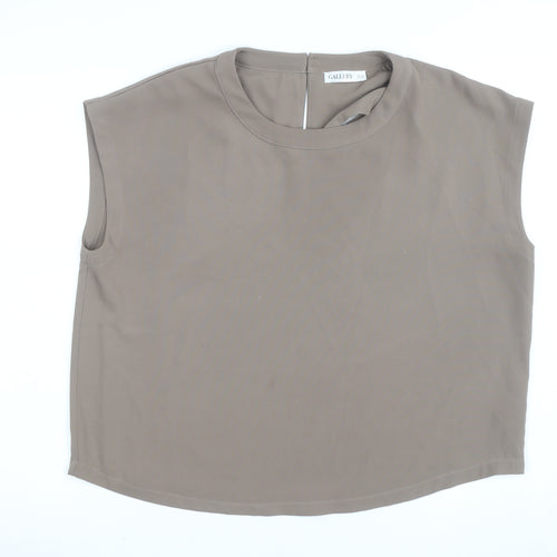 Gallery Women's Beige Sleeveless Crew Neck Blouse Size 12