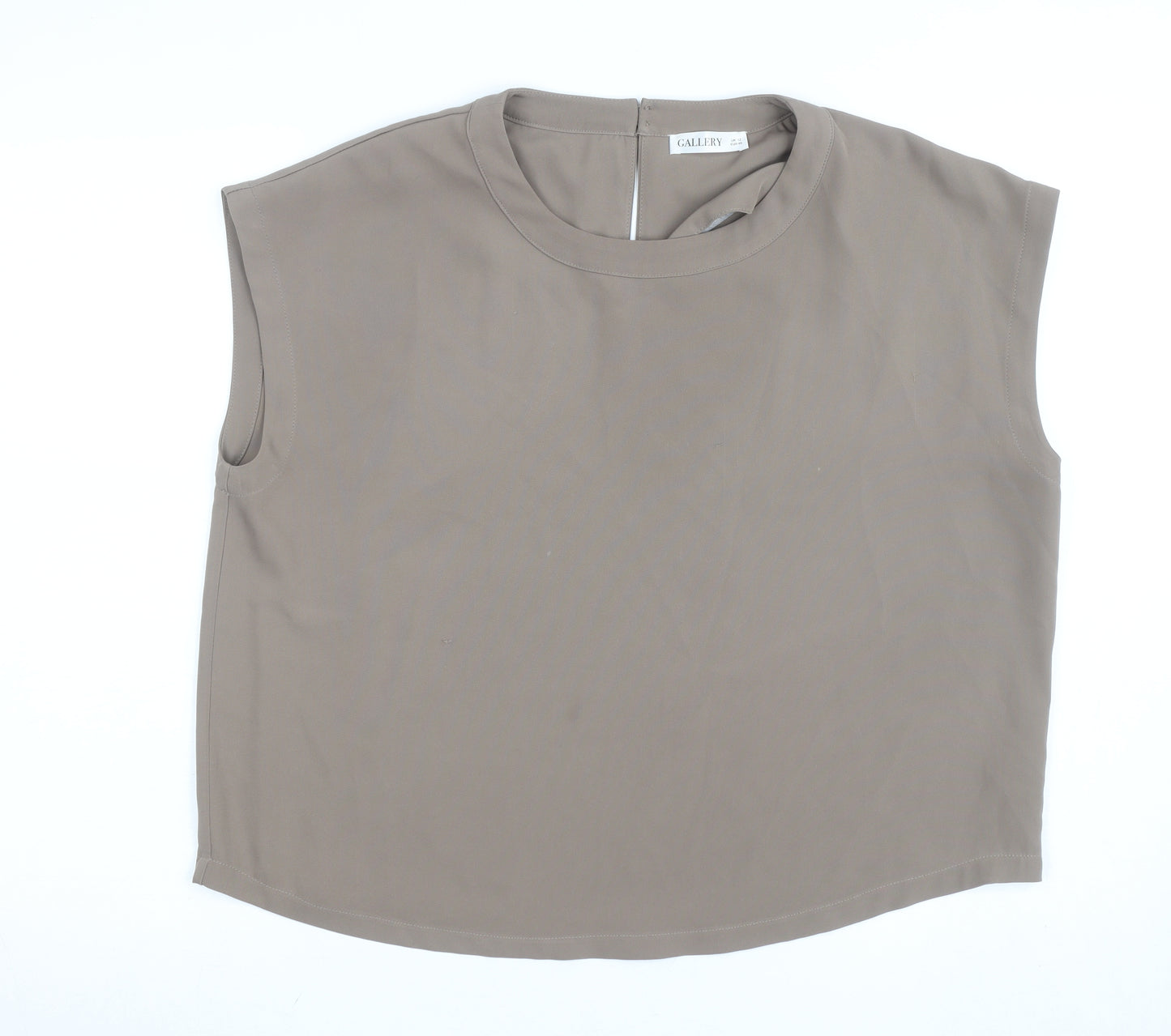 Gallery Women's Beige Sleeveless Crew Neck Blouse Size 12