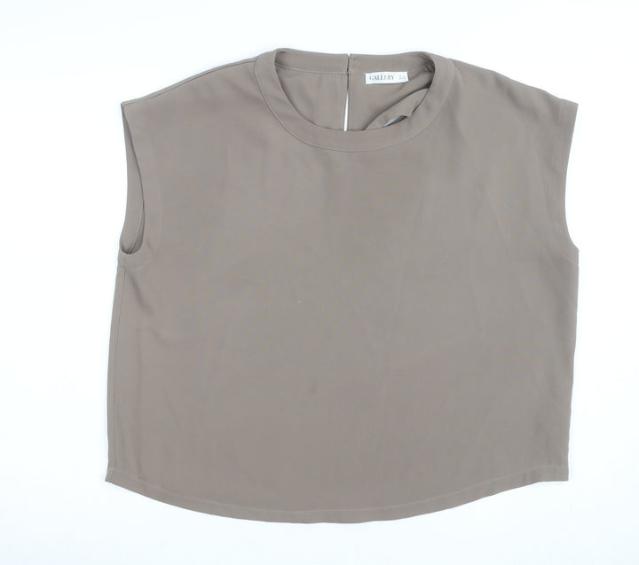 Gallery Women's Beige Sleeveless Crew Neck Blouse Size 12