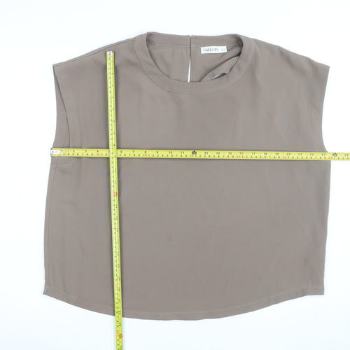 Gallery Women's Beige Sleeveless Crew Neck Blouse Size 12