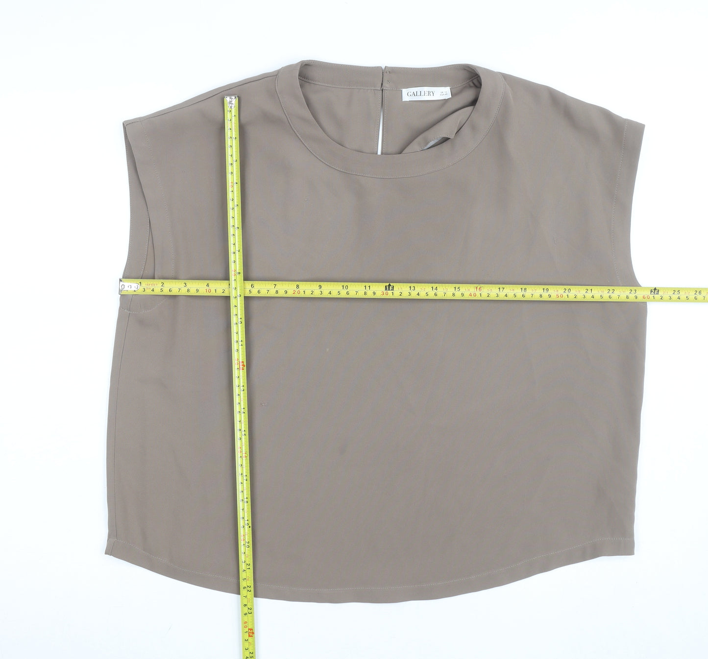 Gallery Women's Beige Sleeveless Crew Neck Blouse Size 12