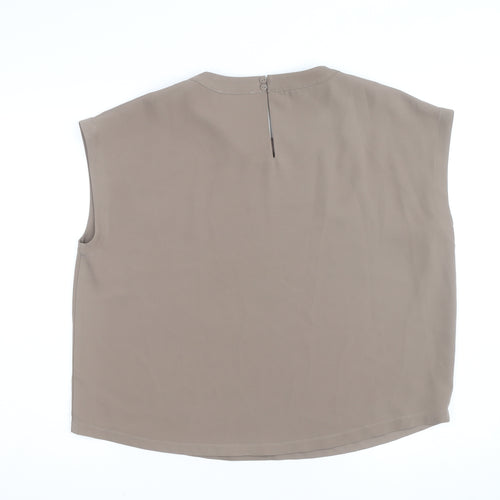 Gallery Women's Beige Sleeveless Crew Neck Blouse Size 12
