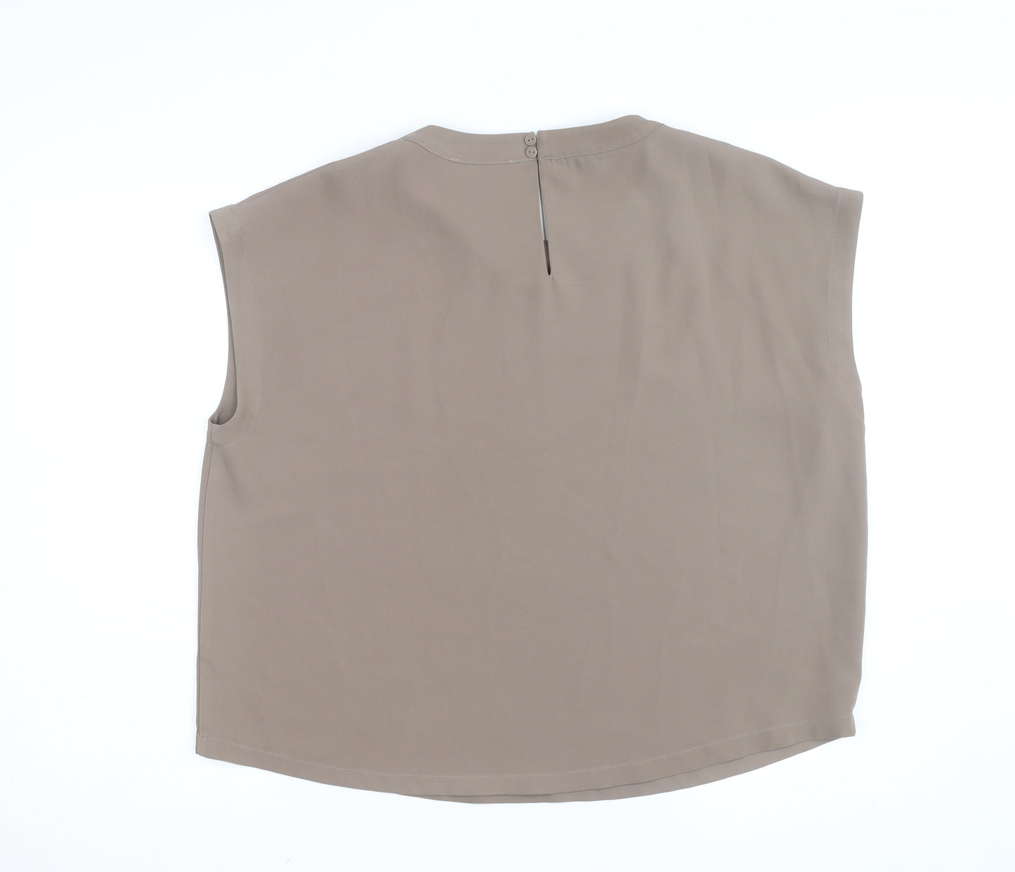 Gallery Women's Beige Sleeveless Crew Neck Blouse Size 12