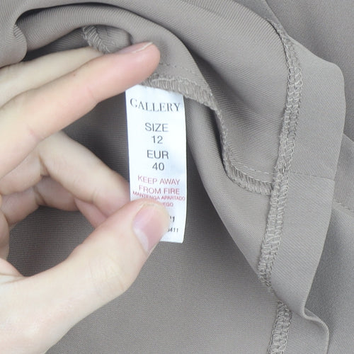 Gallery Women's Beige Sleeveless Crew Neck Blouse Size 12