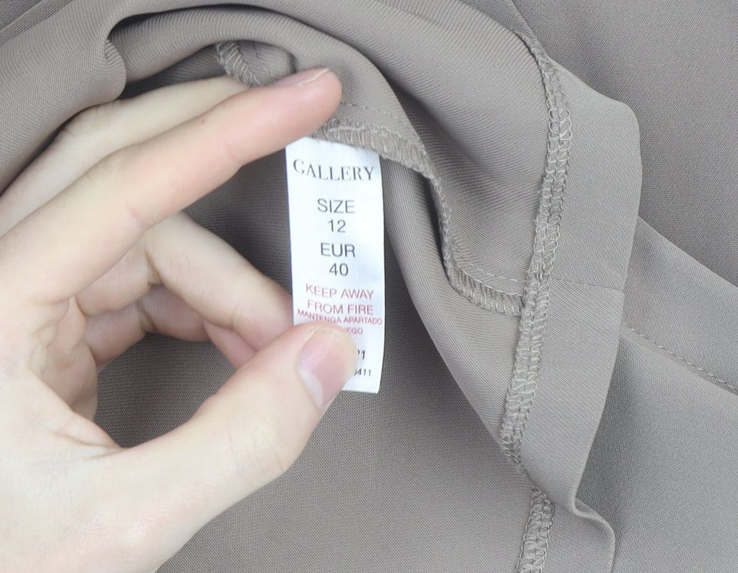 Gallery Women's Beige Sleeveless Crew Neck Blouse Size 12