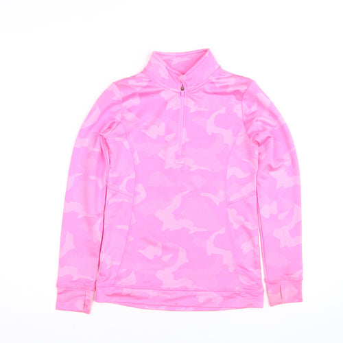 Dunnes Stores Girls Pink Camouflage 1/4 Zip Activewear Track Jacket 9-10 Years