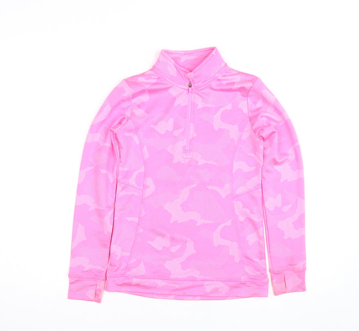 Dunnes Stores Girls Pink Camouflage 1/4 Zip Activewear Track Jacket 9-10 Years