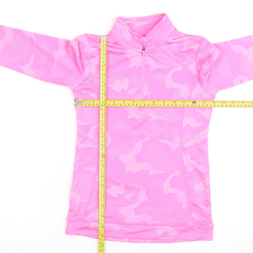 Dunnes Stores Girls Pink Camouflage 1/4 Zip Activewear Track Jacket 9-10 Years