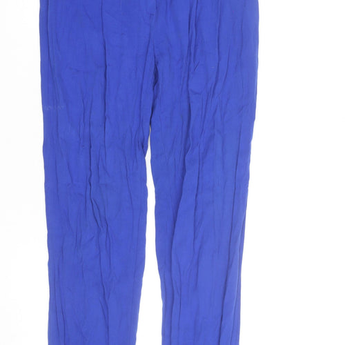 H&M Women's Blue Viscose Straight Trousers Size 6