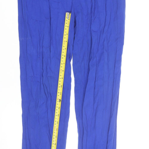 H&M Women's Blue Viscose Straight Trousers Size 6