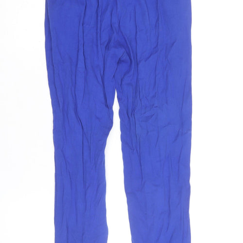 H&M Women's Blue Viscose Straight Trousers Size 6