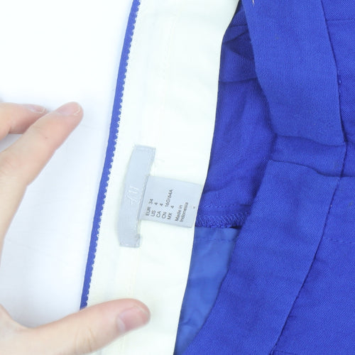 H&M Women's Blue Viscose Straight Trousers Size 6