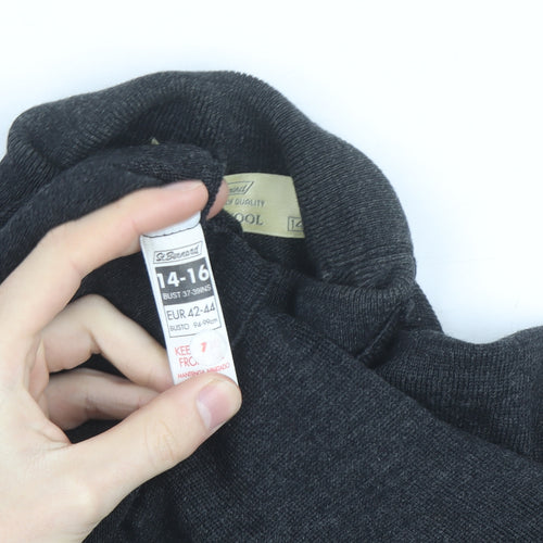St. Bernard Women’s Grey Roll Neck Lambswool Jumper Size 14-16