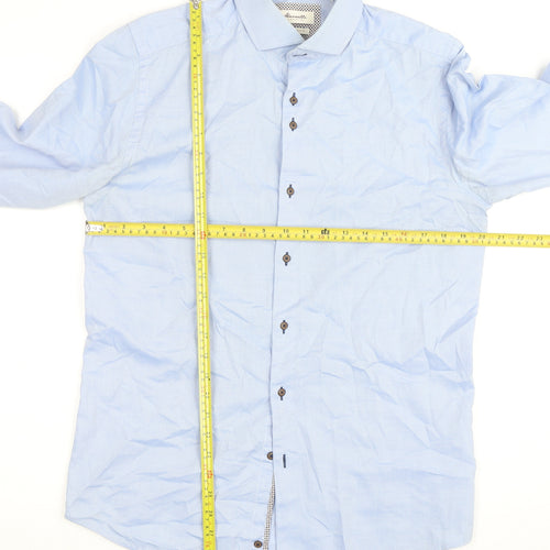 Marnelli Sartoria Men's Blue Regular Fit Long Sleeve Cotton Shirt M