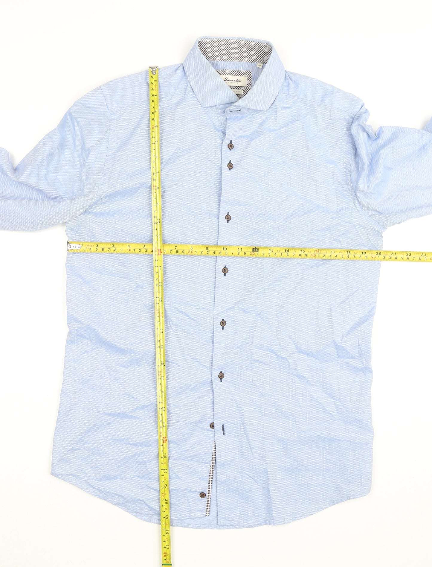 Marnelli Sartoria Men's Blue Regular Fit Long Sleeve Cotton Shirt M