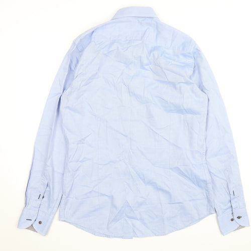 Marnelli Sartoria Men's Blue Regular Fit Long Sleeve Cotton Shirt M