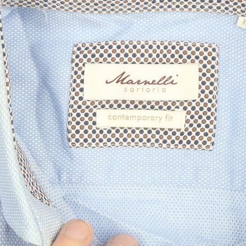 Marnelli Sartoria Men's Blue Regular Fit Long Sleeve Cotton Shirt M