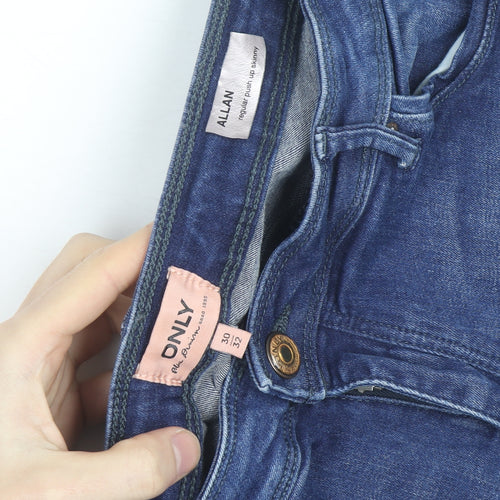 ONLY Women's Blue Regular Fit Skinny Jeans Size 14