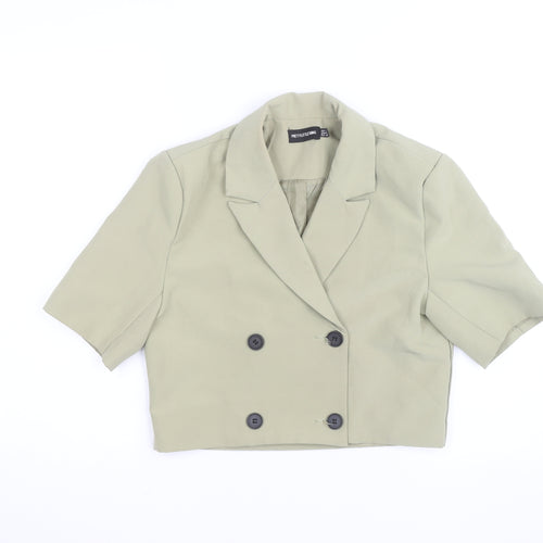 PrettyLittleThing Women's Beige Cropped Blazer Size 8
