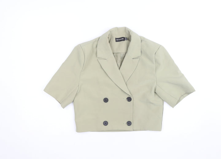 PrettyLittleThing Women's Beige Cropped Blazer Size 8