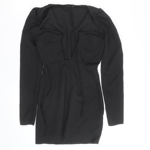 PrettyLittleThing Women’s Black Size 8 Long Sleeve Bodycon Mini Dress