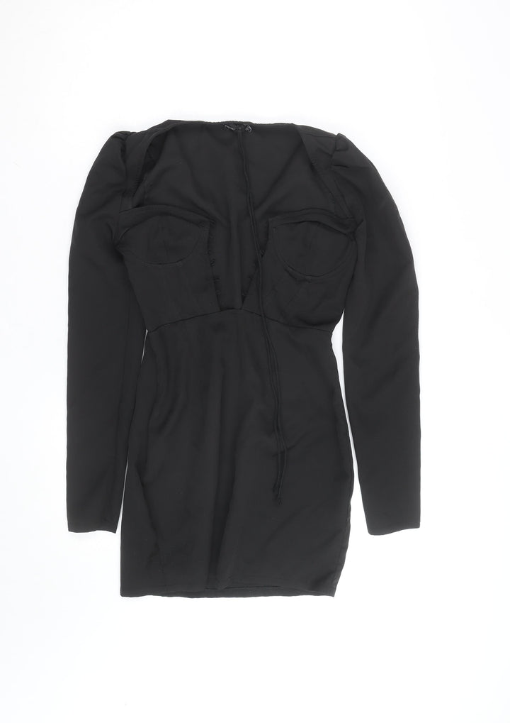 PrettyLittleThing Women’s Black Size 8 Long Sleeve Bodycon Mini Dress
