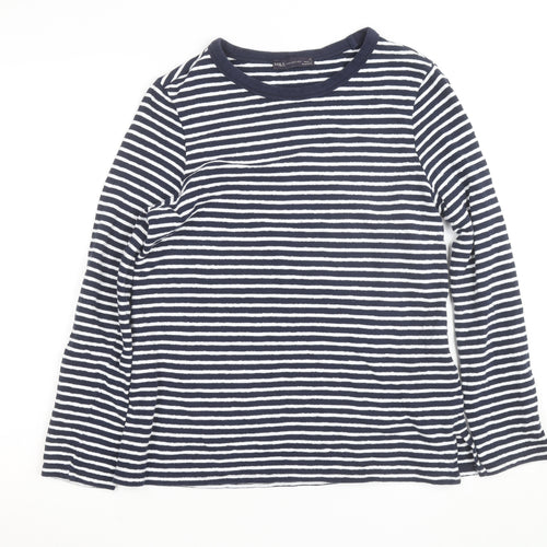 Marks and Spencer Men's Blue Striped Long Sleeve Cotton Top Size 14