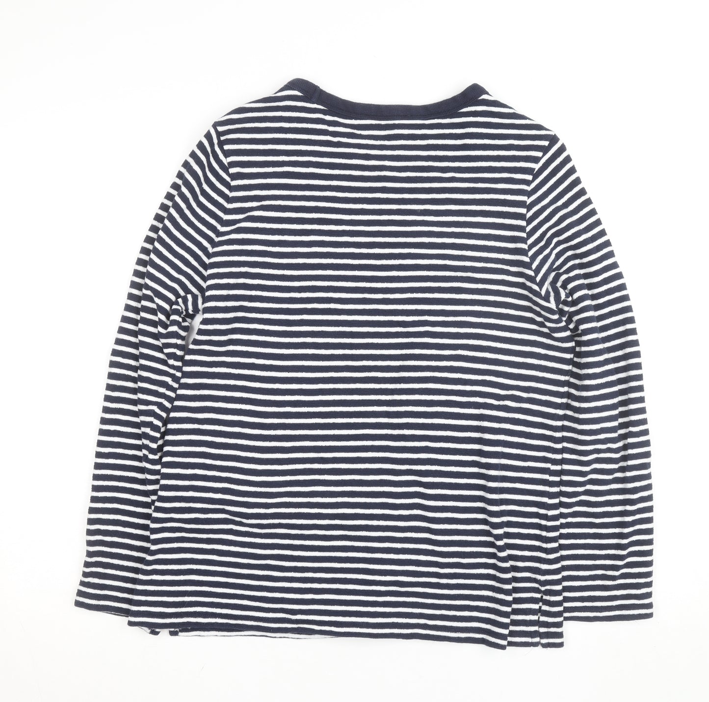Marks and Spencer Men's Blue Striped Long Sleeve Cotton Top Size 14