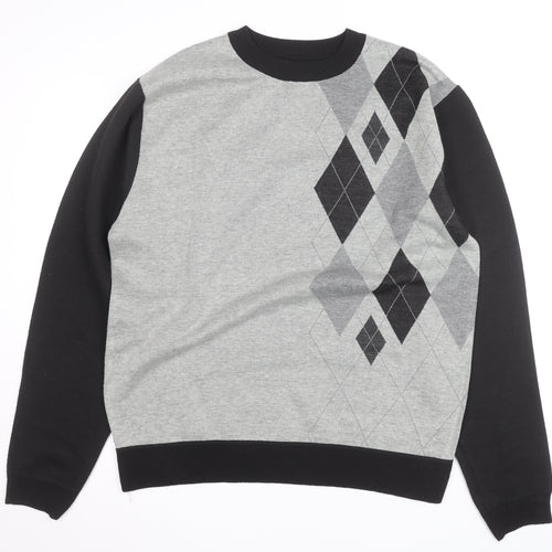 Charles Norton Mens Grey Argyle Crew Neck Pullover Jumper 2XL