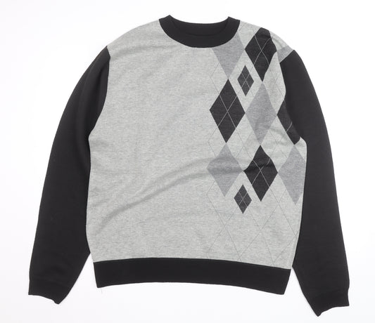 Charles Norton Mens Grey Argyle Crew Neck Pullover Jumper 2XL