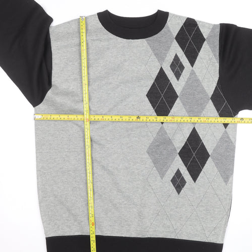 Charles Norton Mens Grey Argyle Crew Neck Pullover Jumper 2XL