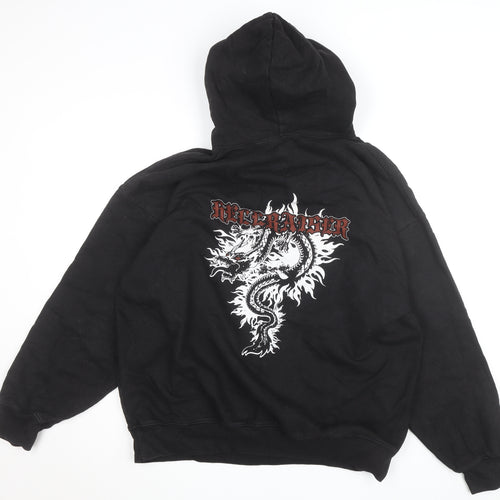 Brandy Melville Women Black Hellraiser Dragon Print Pullover Hoodie One Size
