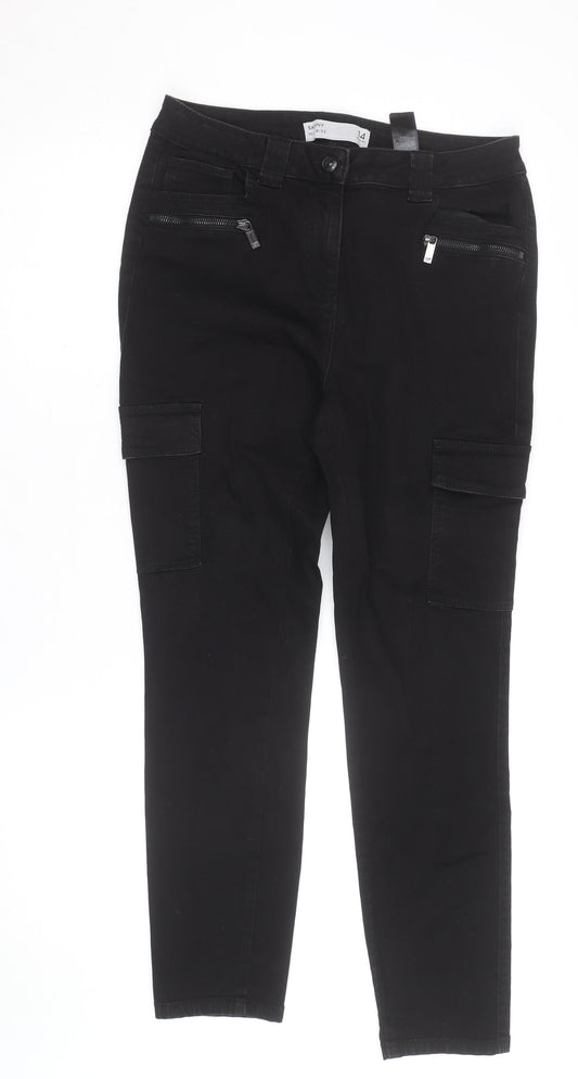 Next Women’s Black Skinny Mid Rise Cargo Trousers Size 14